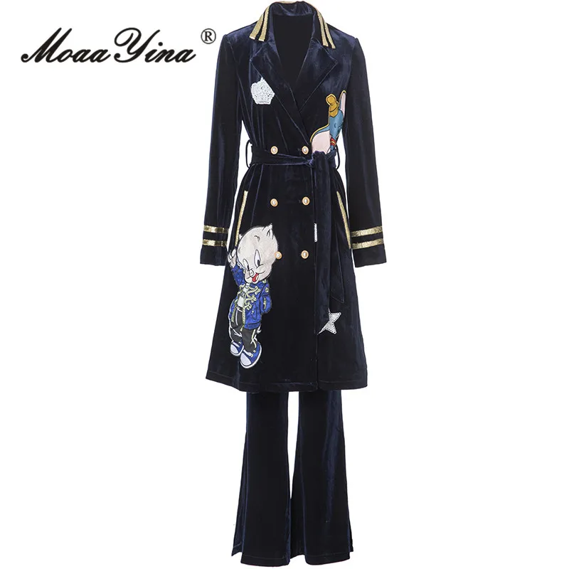 Женский Повседневный костюм MoaaYina из двух предметов: двубортный топ с отложным