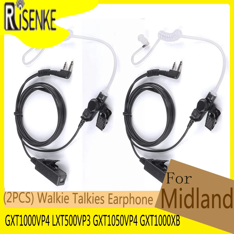 RISENKE Earpiece for Midland GXT1000VP4 LXT500VP3 GXT1050VP4 GXT1000XB Walkie Talkies Earphone with Mic Security Headsets (2PCS)