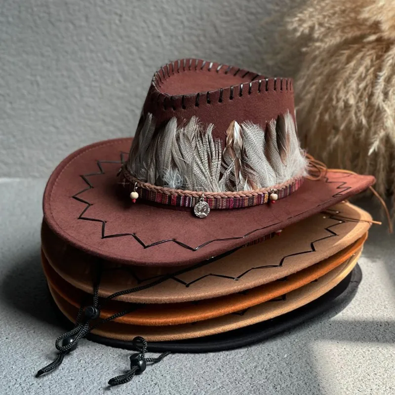 Western Cowboy Hat Men and Women Spring Summer Autumn Outdoor Tourism Photo Shading Knight Hat Big Edge Jazz Hat Cowboy Hat