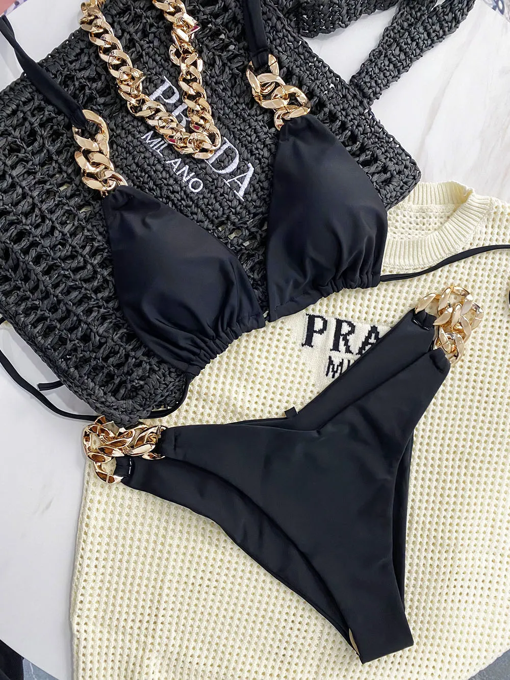 Комплект бикини из 2 предметов дизайнерские купальники с цепочкой женское