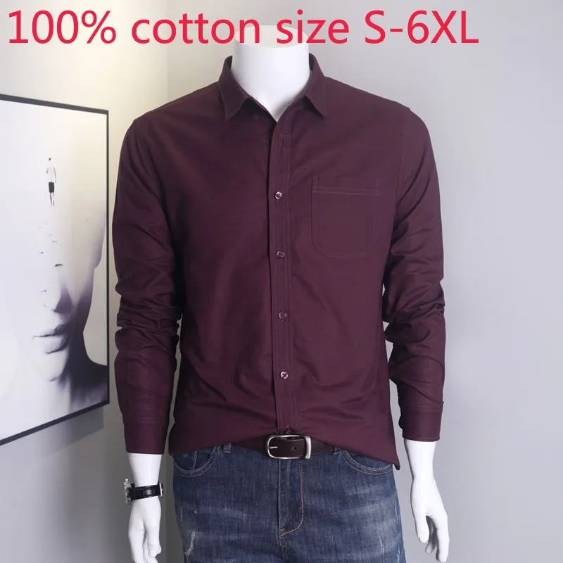 

New Arrival Fashion 100% Cotton Oxford Men Long Sleeve Spring And Summer Loose Large Casual Shirts Plus Size S-XL2XL3XL4XL5XL6XL