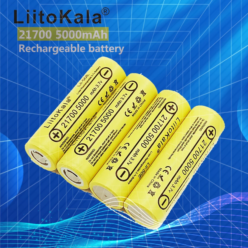 

LiitoKala Lii-50E 21700 5000mah Rechargeable Battery 40A 3.7V 10C Discharge High Power batteries For High-power Appliances