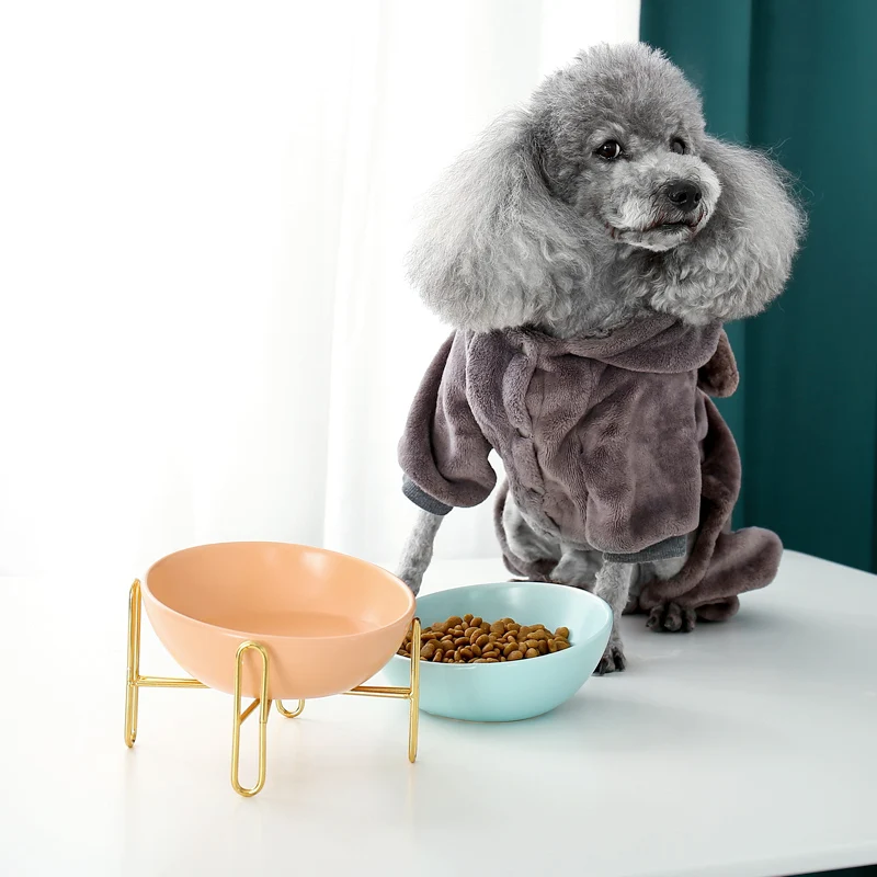 

Cat Dog Ceramic Bowl With Raised Stand Water Food For Bunny Small Animal Feeder Non-Slip Pet Products Supplies Accessories
