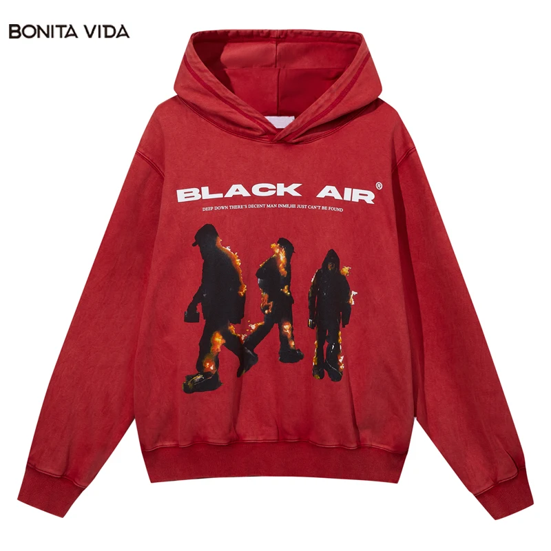 

Винтажная толстовка с капюшоном, уличная одежда в стиле хип-хоп, ретро, свитшот с графическим принтом сжигающего человека, модный Свободный пуловер в стиле панк и готика, 2023