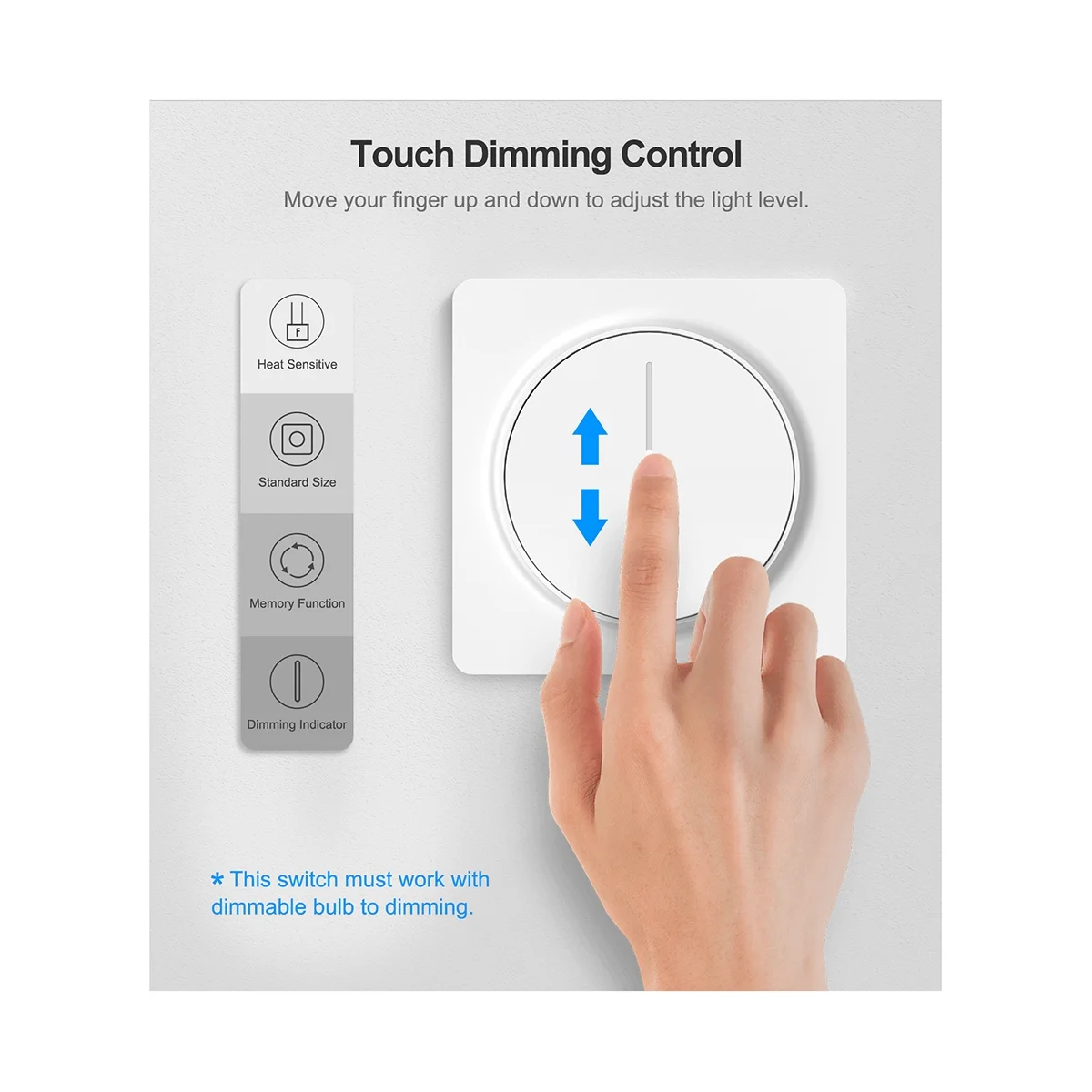 

Tuya Smart Wifi Dimmer Light Switch,Touch Dimming Panel Wall Switch 100-240V,Works for Alexa Google Home