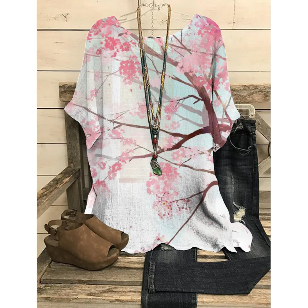 

Женская свободная рубашка с круглым вырезом, разноцветная Повседневная Блузка с 3D-принтом, лето 2023