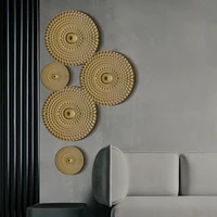 1 pair luxury round golden wall decoration hanging metal irregular disc wrought iron retro style home decor wall pendants