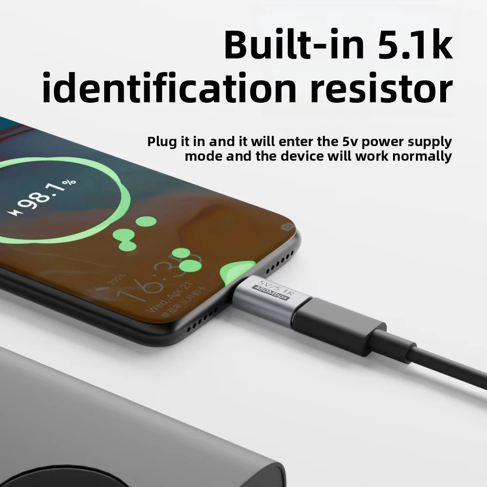 Фото Адаптер USB-C (штекер-гнездо) с резистором 5,1 кОм, конвертер зарядки 5В Type-C для бритв, триммеров, наушников, вентиляторов, электрических отверток №3