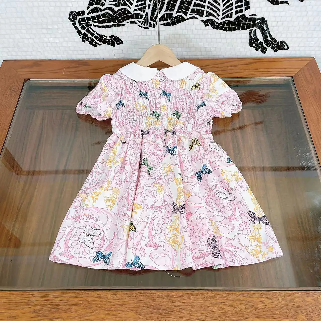 

Детское летнее платье с коротким рукавом, с цветочным принтом