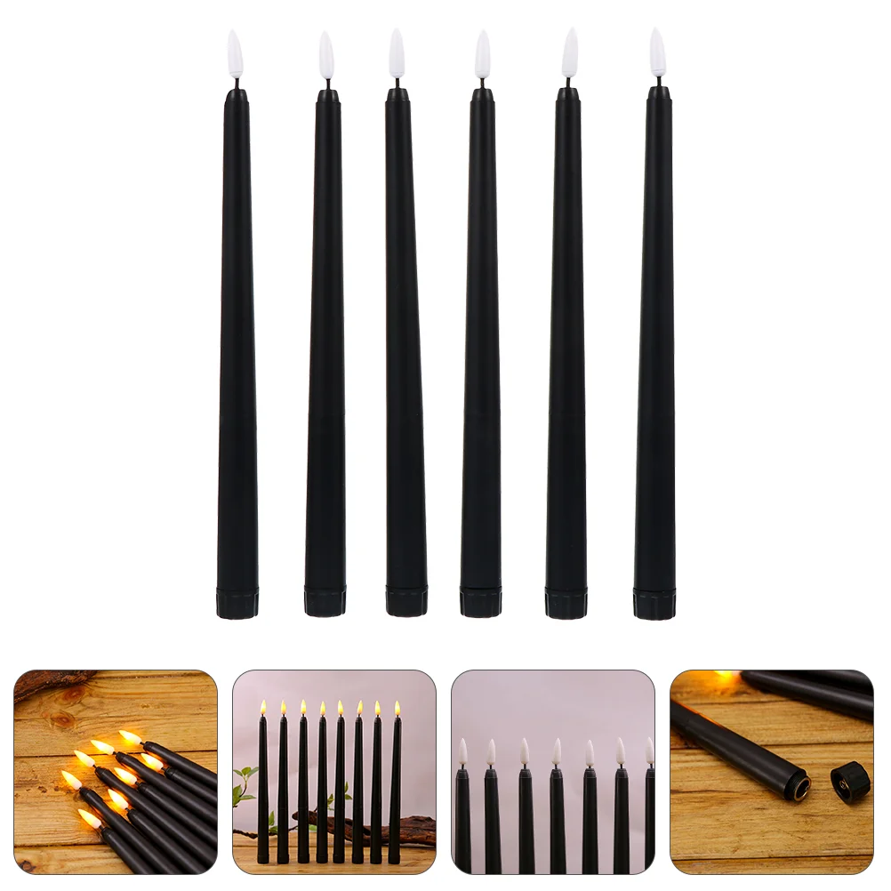 6 шт. длинные палочки поддельные настольные огни с эффектом пламени чайные свечи