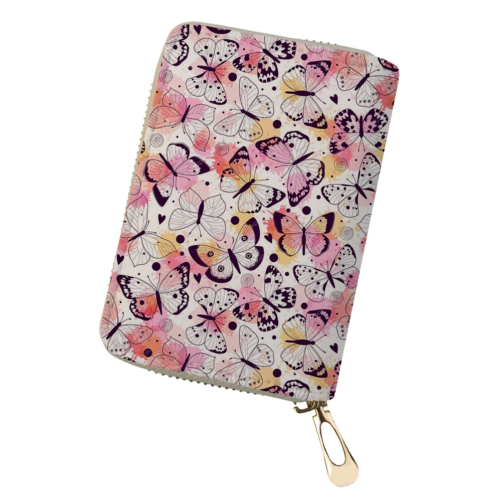 ADVOCATOR Colorful Butterflies Women's Card Bag Anti-theft Zipper ID Credit Card Holder Customized Coin Purse Free Shipping