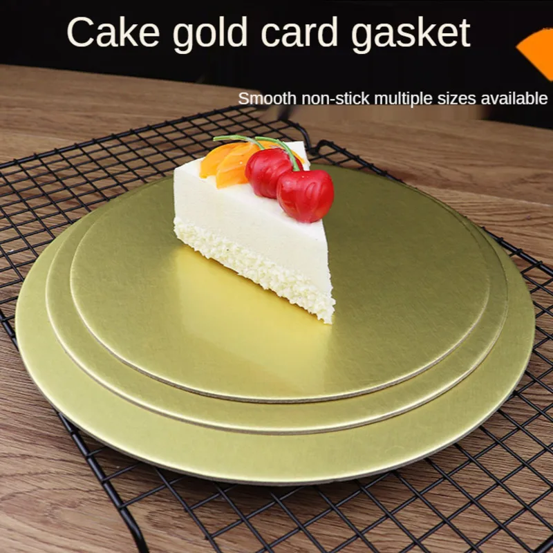 

10pcs Golden Round Cake Boards Pape Set Circle Cardboard Birthday Cake Stand Mousse Cake Pad Pastry Baking Mat Decorations