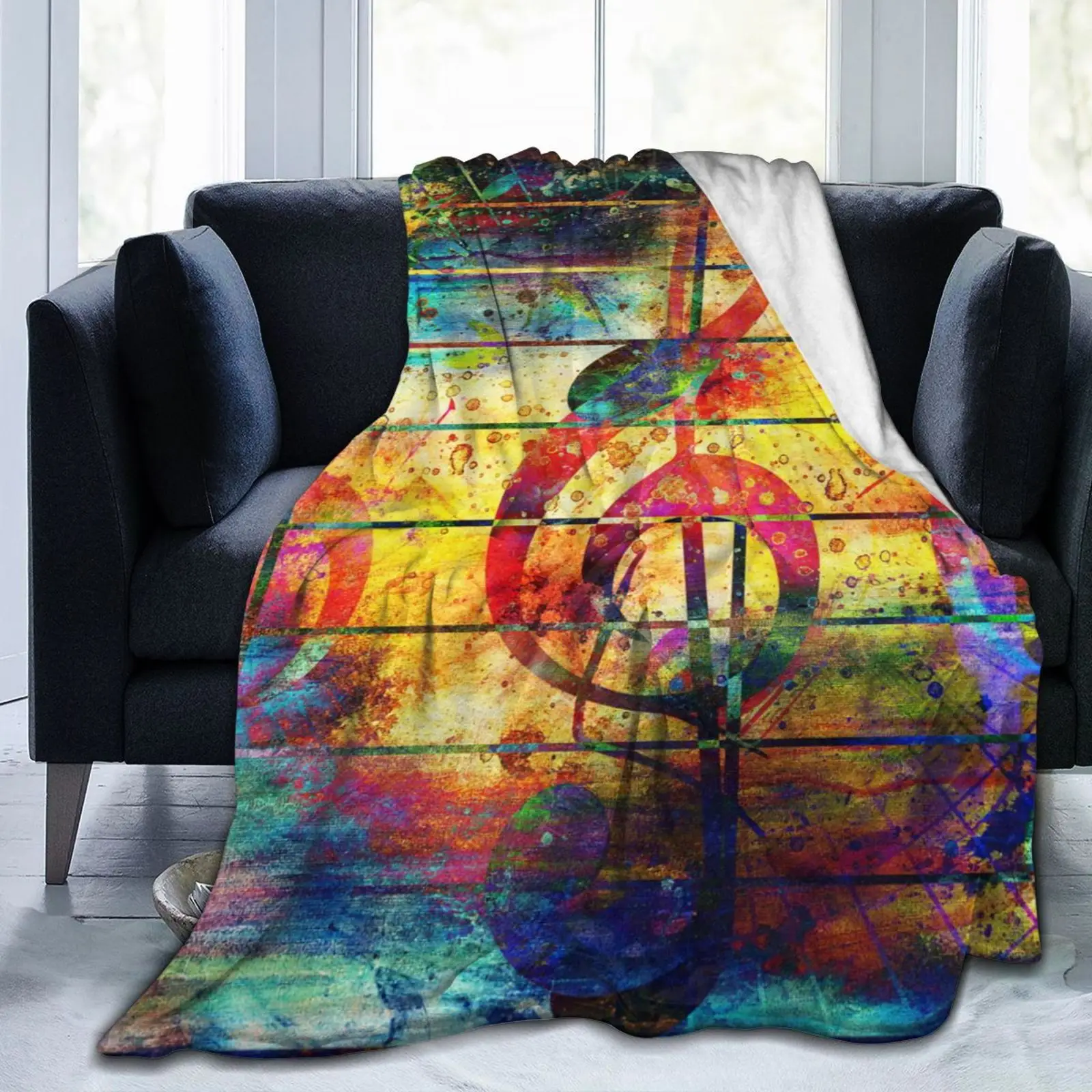 

Abstract Musical Notes 5 Fleece Throw Blanket,All Over Print,Gifts for Him/Her