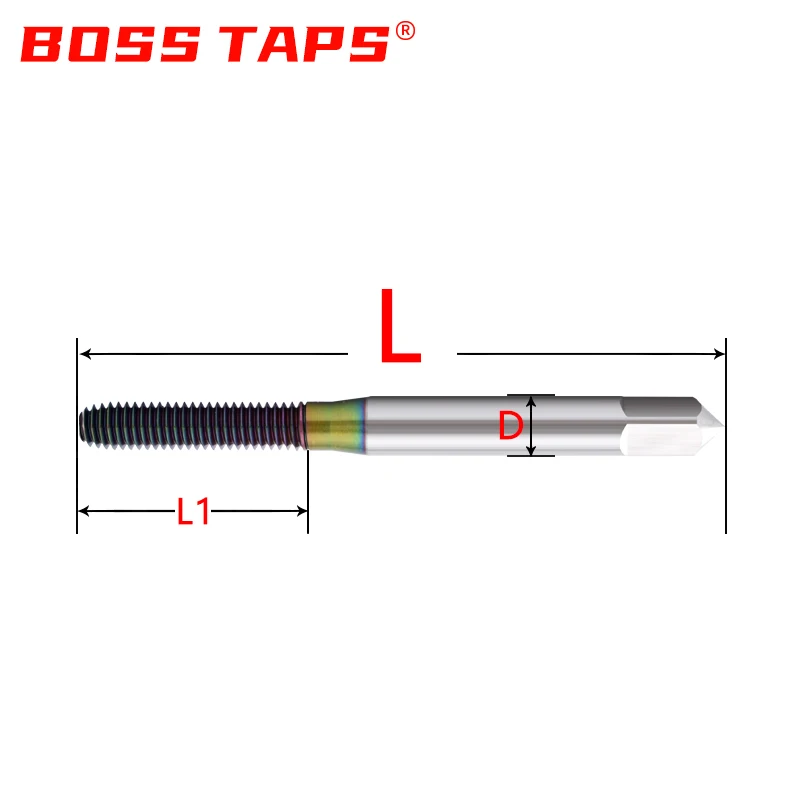 

ЛЕНТЫ BOSS 1 шт. HSS-CO TICN Формовочный рулонный заостренный спиральный рифленый метчик M1 M1.4 M2 M3 M4 M5 M6 M8 M10 M12 Машинные резьбовые метчики