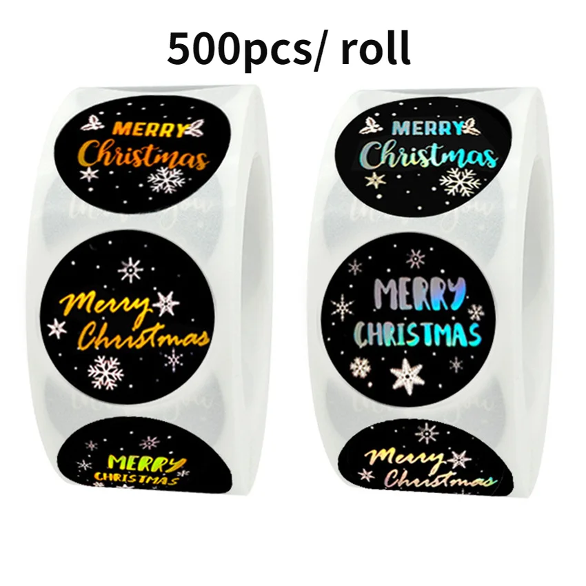 

4 Designs Black Bronzing Merry Christmas Sticker for Xmas Holiday Wishes Festival Greeting Card Gift Decor Label home decor