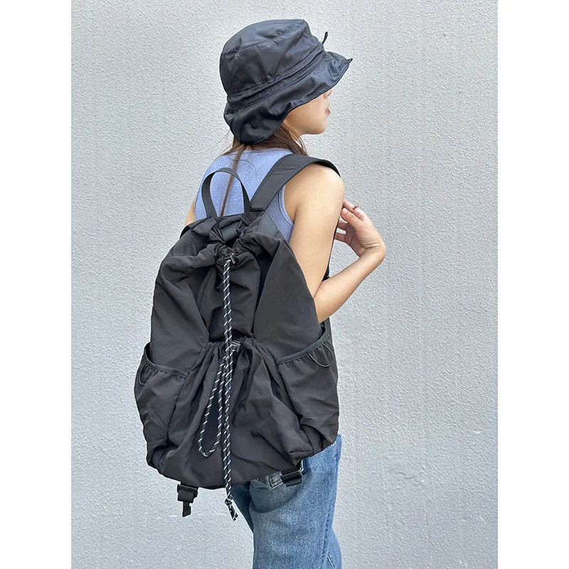 

Модный женский рюкзак в Корейском стиле, Вместительная дорожная сумка Y2k, нейлоновый рюкзак на шнурке для девочек, легкий Школьный рюкзак, водонепроницаемые сумки