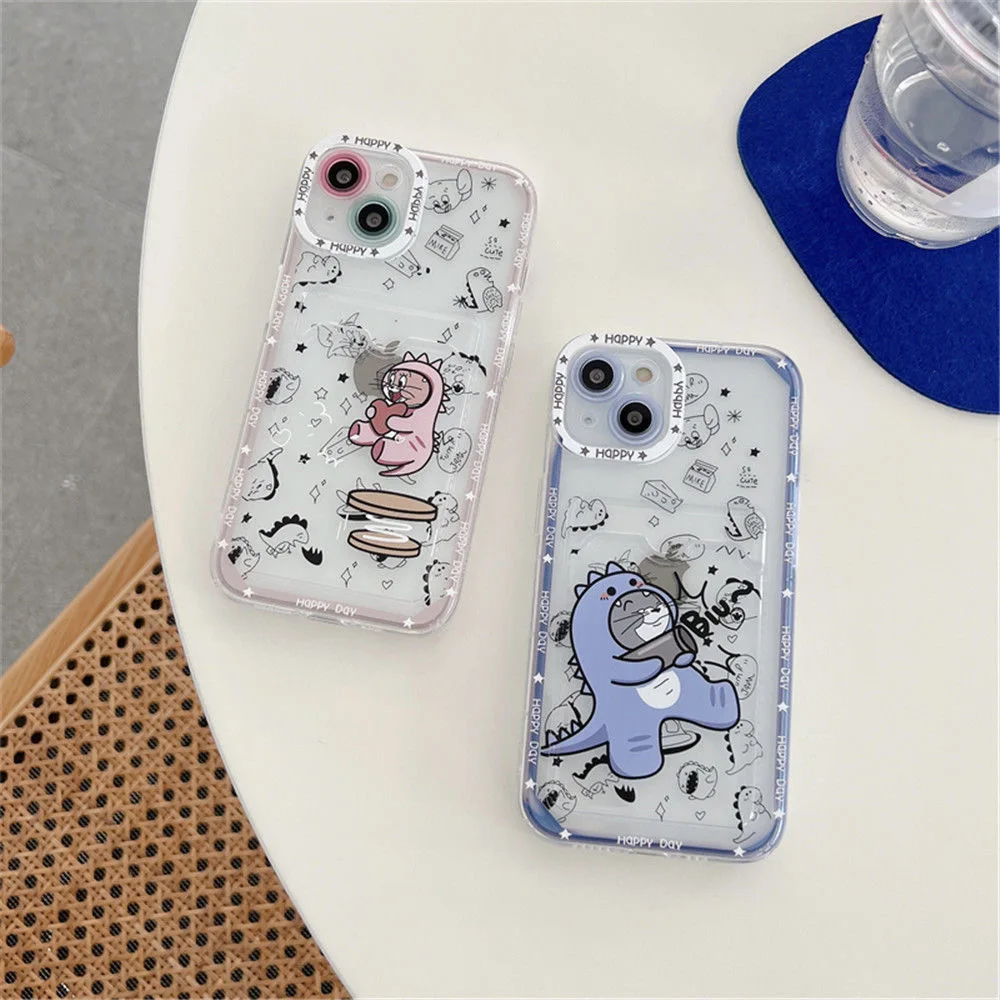 

Disney Tom and Jerry Angel Eyes with Card Holder Phone Cases For iPhone 13 12 11 Pro Max XR XS MAX X Back Cover