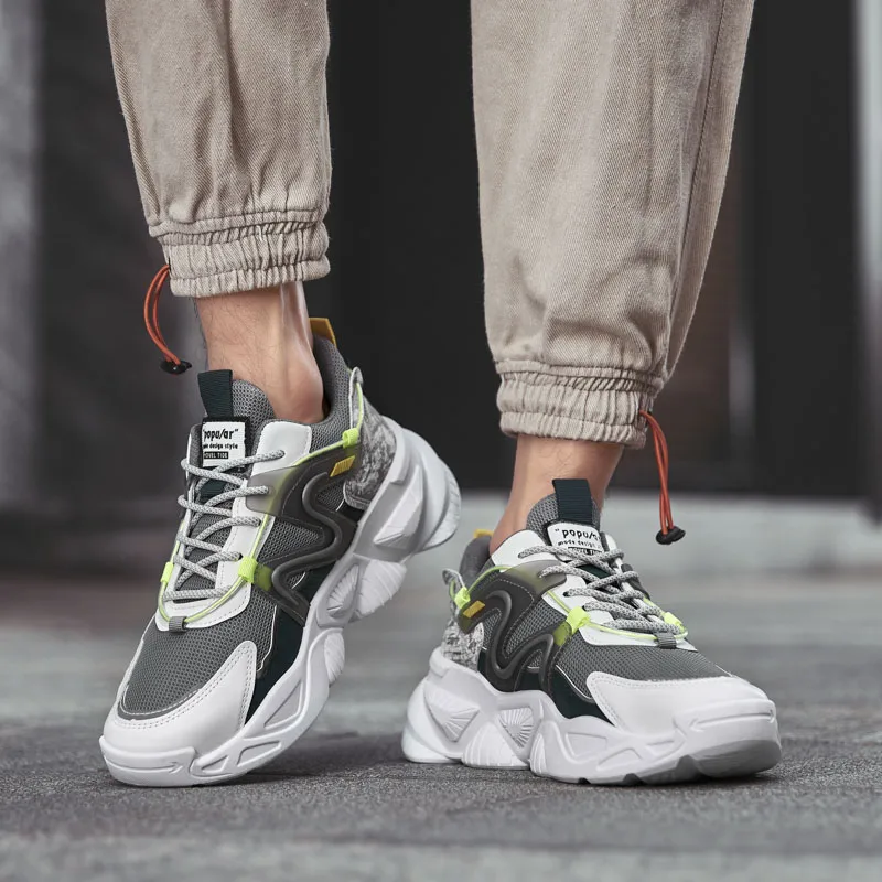 Abhoth Men's Trendy Sneakers Breathable Mesh Running Shoes Height Increasing Cushioning Running Sport Shoes Men's Shoes Light 44