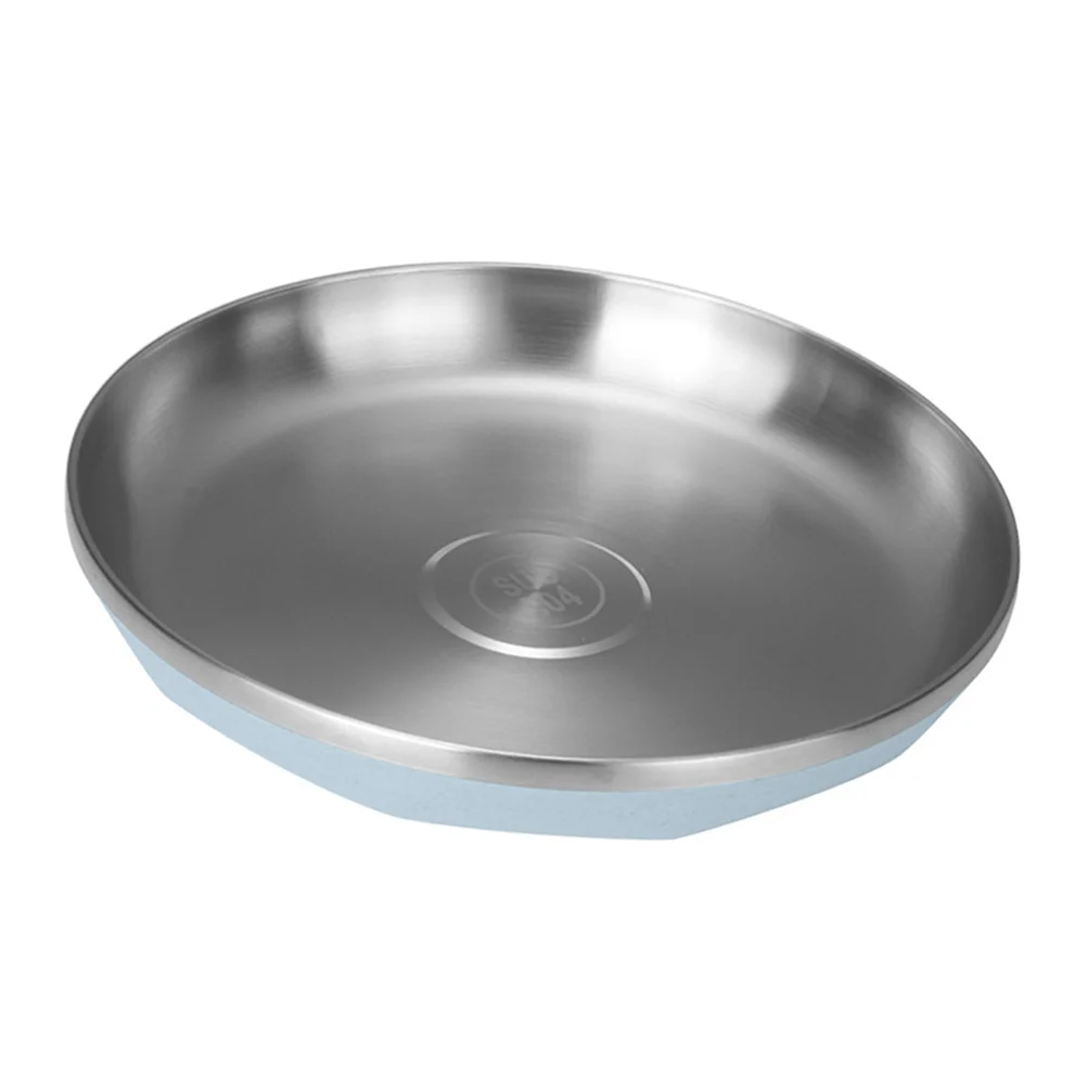 

Serving Steel Dinner Plates Stainless Round Tray Platter Dishes Seafood Metal Trays Fruit Platedried Barbecue Camping Reusable