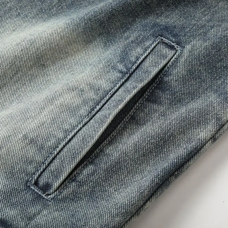 SALEISI мужские однотонные джинсовые куртки с отворотами модные мотоциклетные