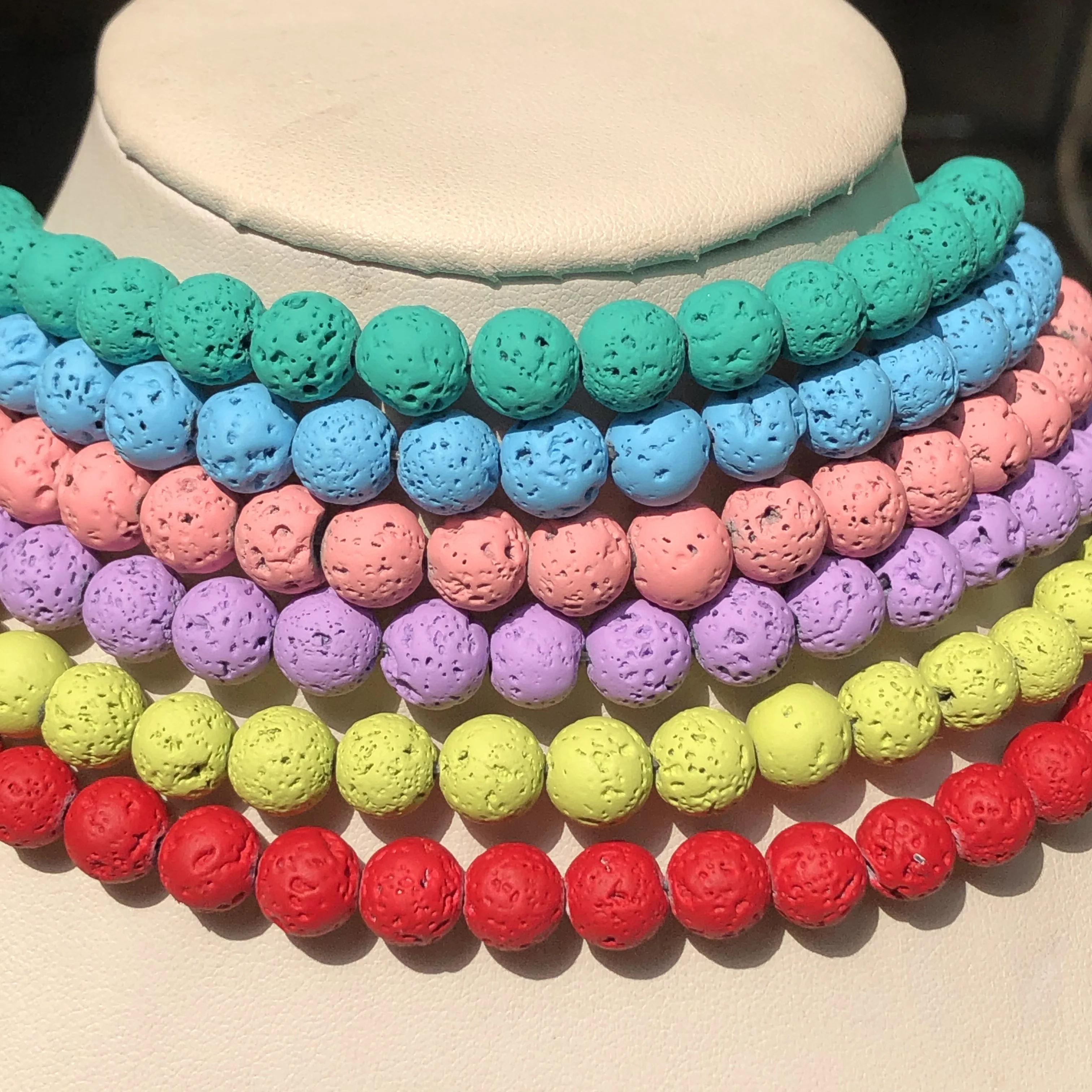 Бусины Из Натурального Гематита и вулканического камня круглые