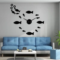 large 3d fish wall clock quartz diy wall decorative bedroom clocks acrylic mirror sticker oversize wall clocks home decoration