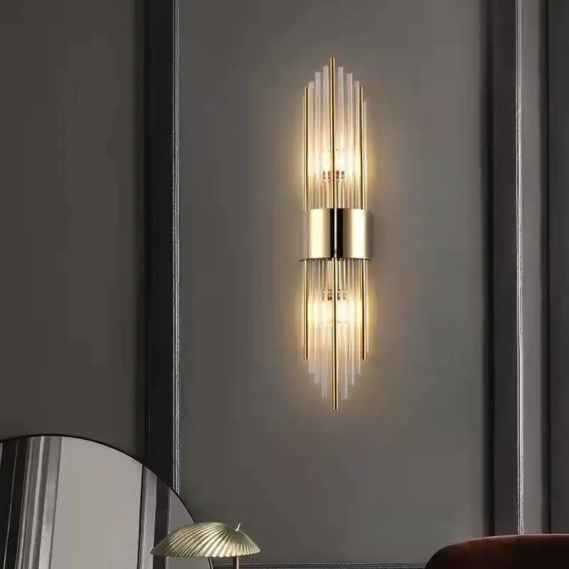 

Clear Crystal LED Wall Lamps Living Room TV Dining Room Bedroom Bedside Sofa Black Golden E14 Stainless Steel Sconces