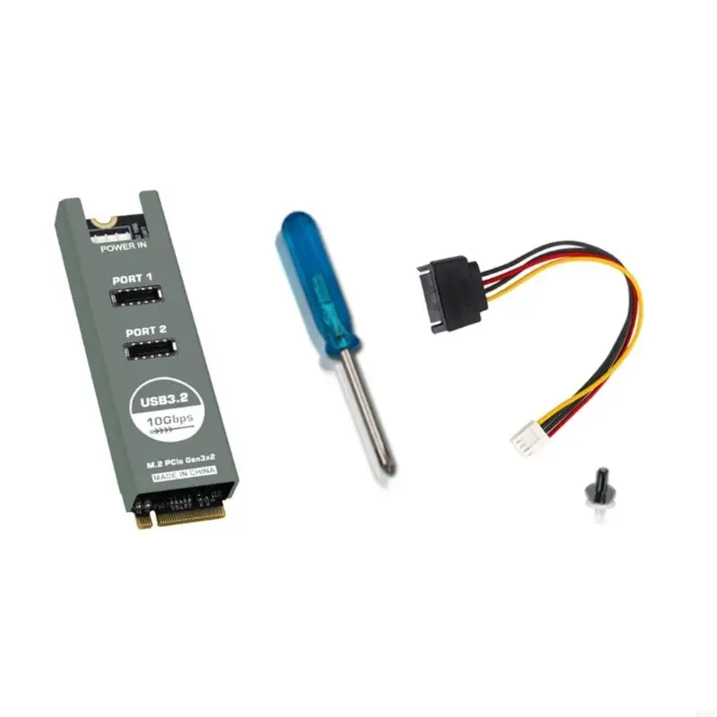 Фото Карта расширения M.2 NVMe to Double Type E 10G с высокоскоростным чипом USB 3.2 для стабильной передачи данных и рассеивания №1