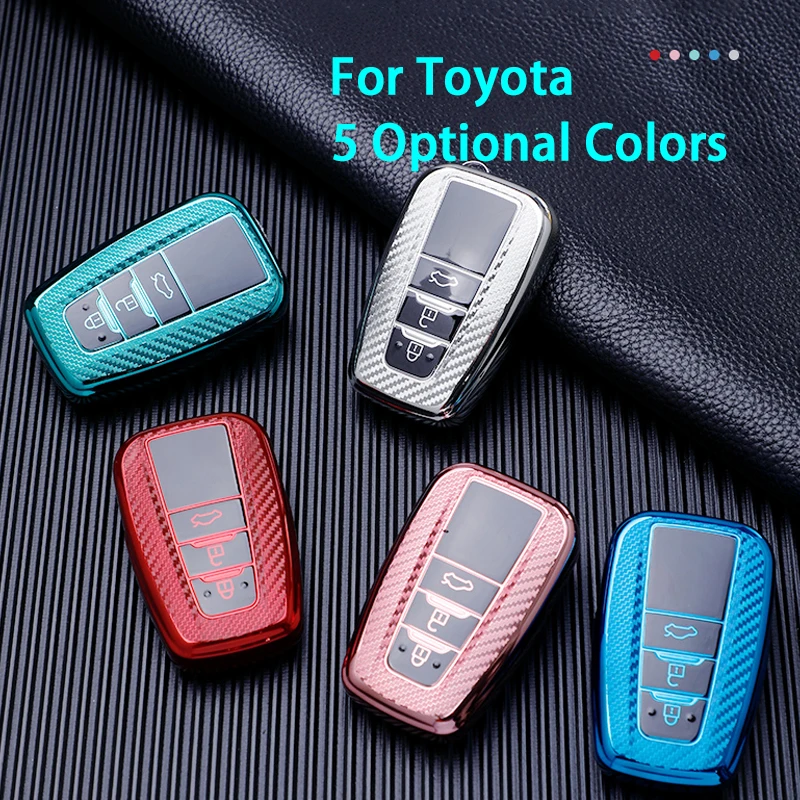 

For Toyota CHR Prado 2017 2018 Prius Camry Corolla RAV4 2017 2018 2019 2020 Carbon Car Remote Key Cover Case Holder Accessories