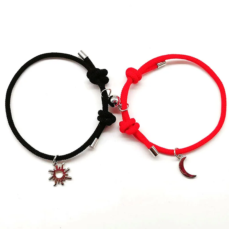 

Romantic Couple Bracelets 2Pcs/Set Heart Magentic Matching Braclet Valentine Day Gift Paired Sun Moon Relationship Love Braslet