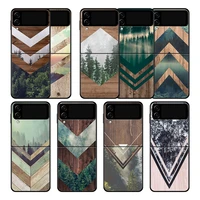forest geometry wood nature phone case cover for samsung galaxy z flip3 flip 5g zflip galaxyzflip3 zflip3 shell luxury style