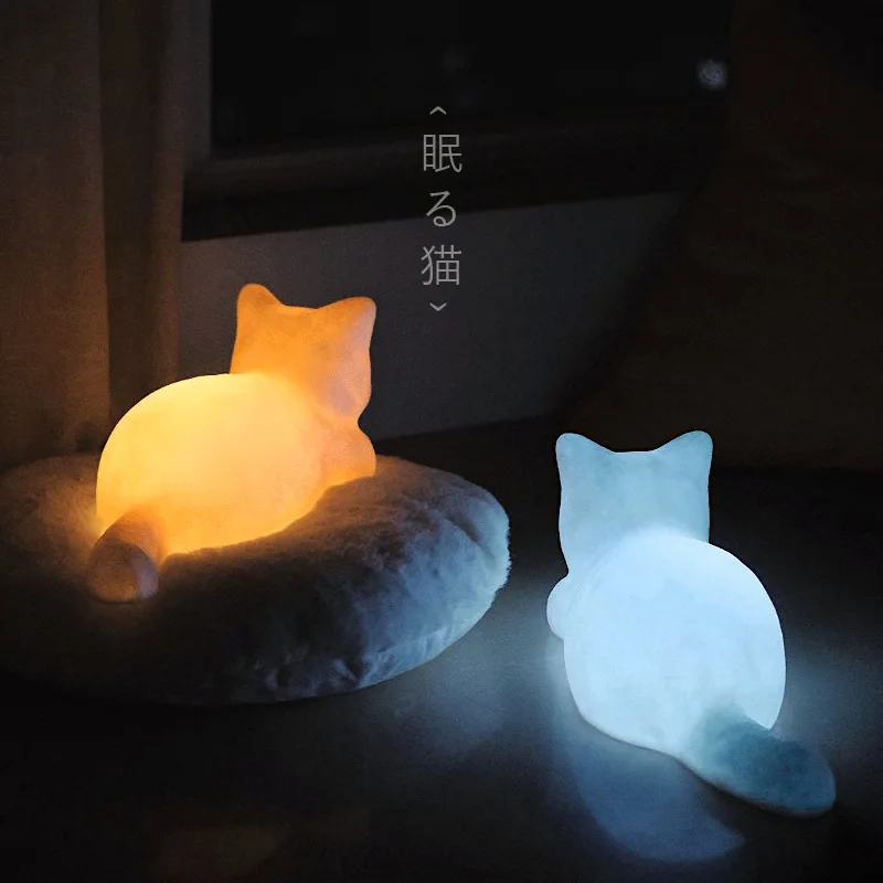 Kawaii Popular Cat Baby Night Lamp Eye Protection Battery Charging Bedroom Bedside Nightlight Children Kids Gift