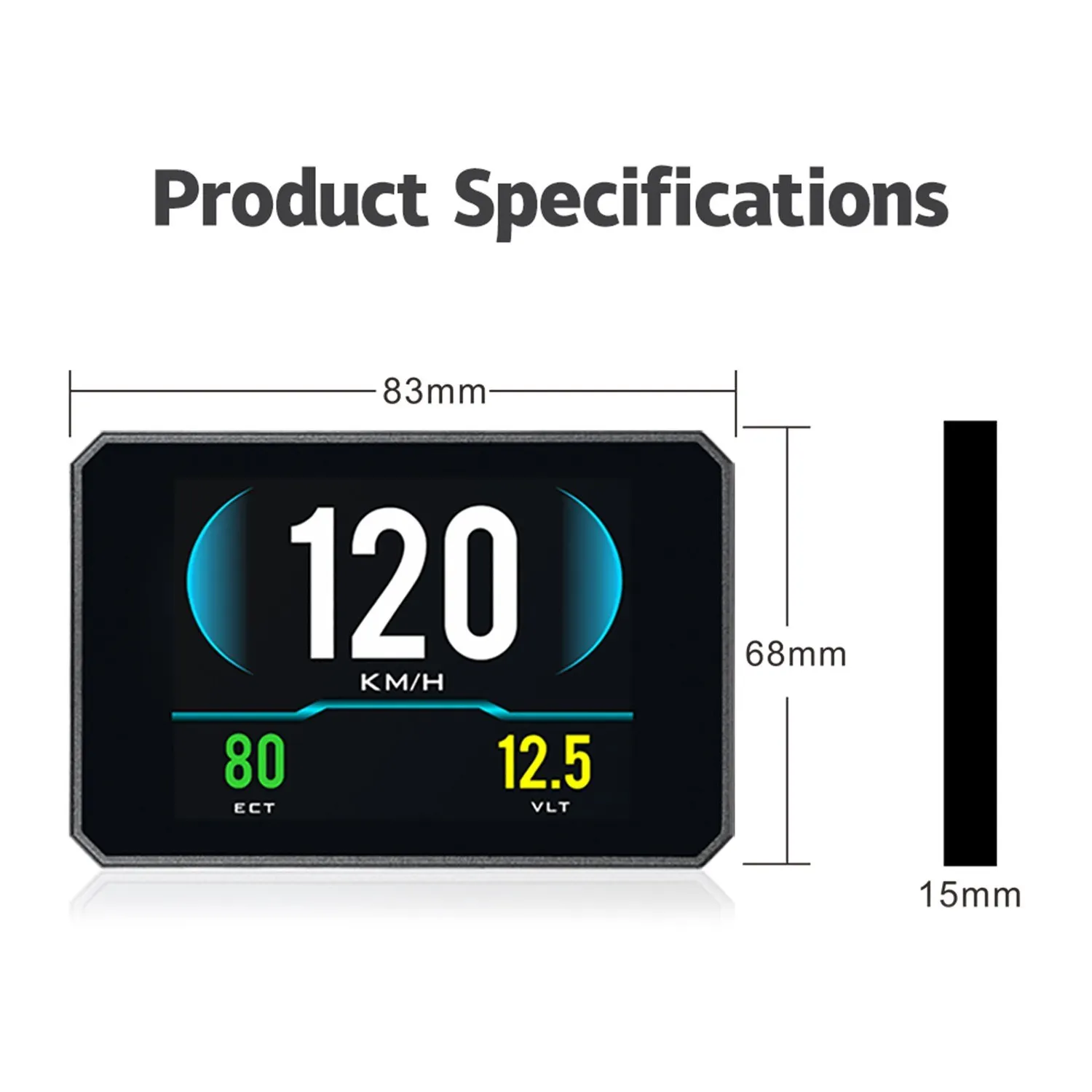 Фото P16 Проекционный дисплей (HUD) OBD: Умный цифровой измеритель для автомобиля, система оповещения на лобовое стекло через порт OBD2 №3