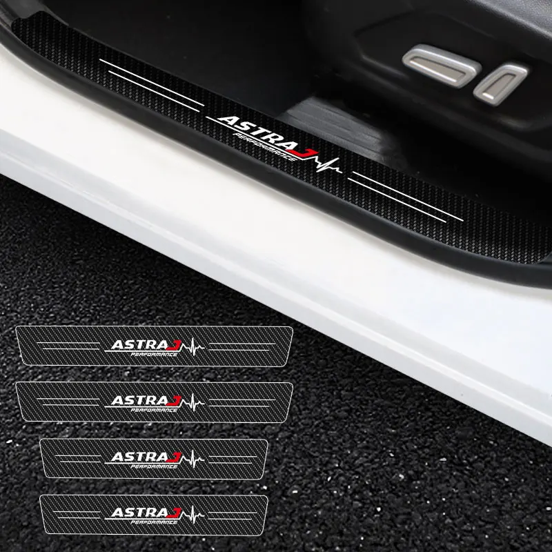 

Car Door Threshold Scuff Plate Carbon Fiber Sill Protector Stickers For Opel Astra J Logo Auto Door Entry Pedal Guards