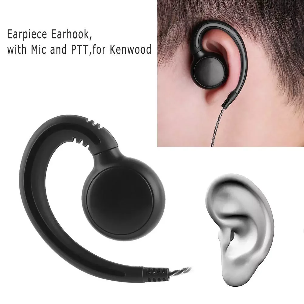 

Newcomfortable earphone 180 Degree Swivel Earhook Earpiece Headset with Mic PTT for Kenwood Big ear hanging crystal twisted earp