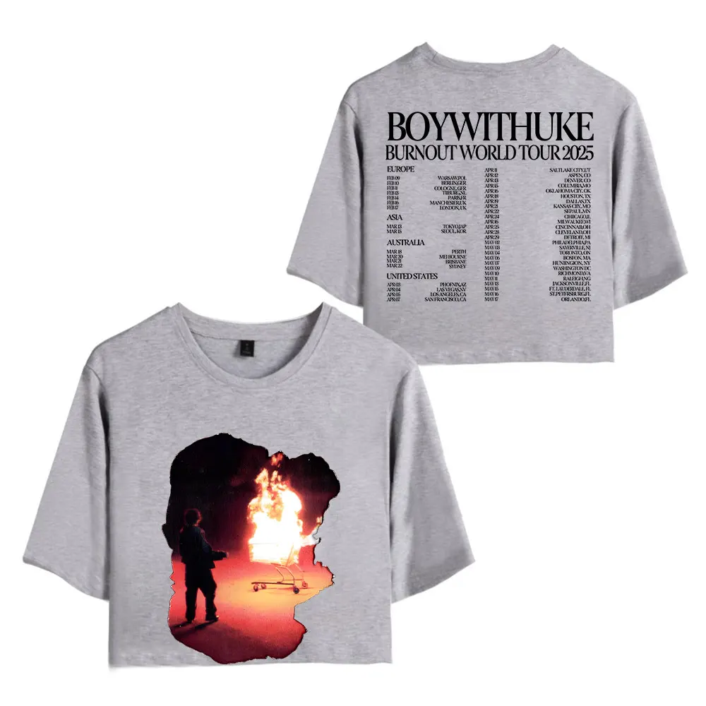 Boywithuke винтажная укороченная футболка 90-х годов модные топы с круглым вырезом