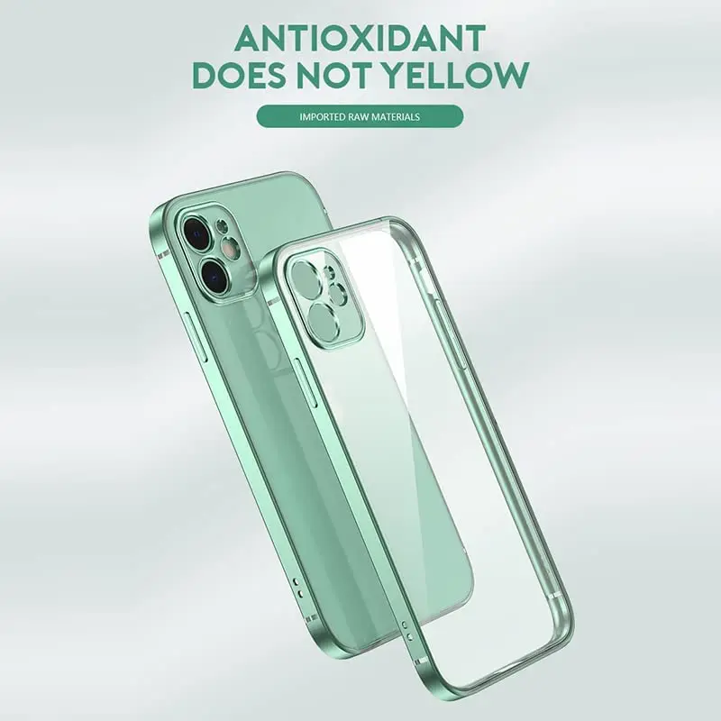 Shockproof Plating Square Frame Silicone Transparent Case on For iPhone 14 13 12 11 Pro Max Mini X XR SE 2020 Clear Back Cover