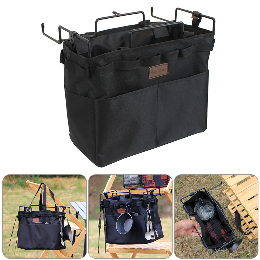 

Desk Hanging Bag Iron Frame Table Side Carrying Bag Multifunctional Cookware Hanger for Beach Picnics for Hiking Fishing