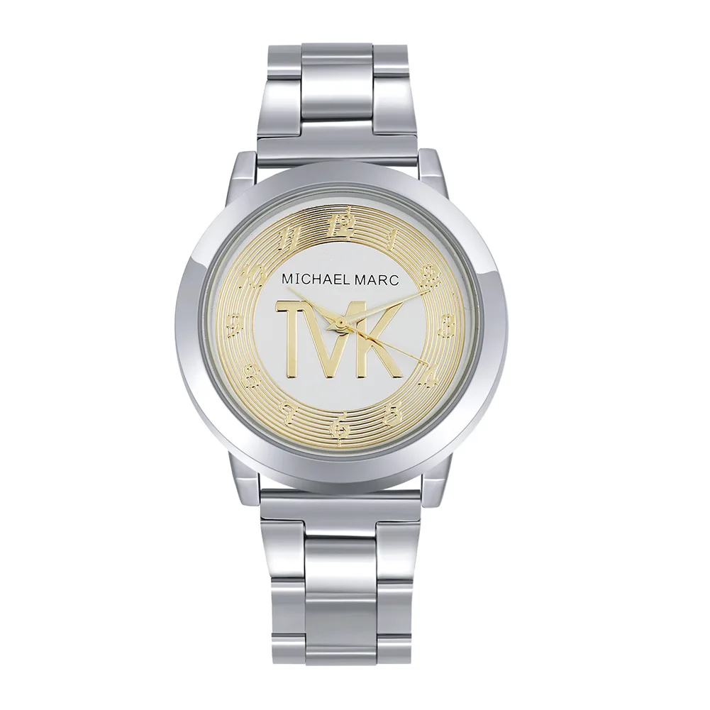 

Часы наручные TVK Мужские кварцевые, модные брендовые Серебристые водонепроницаемые с бриллиантами из нержавеющей стали, цифровые