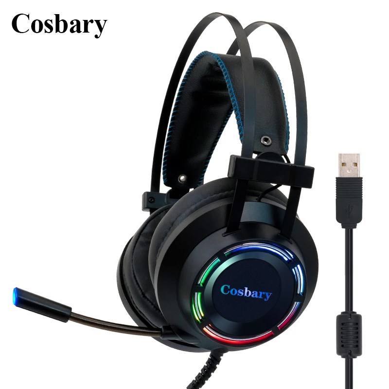 Cosbary 7 1 объемная игровая гарнитура 50 мм проводные USB наушники с микрофоном