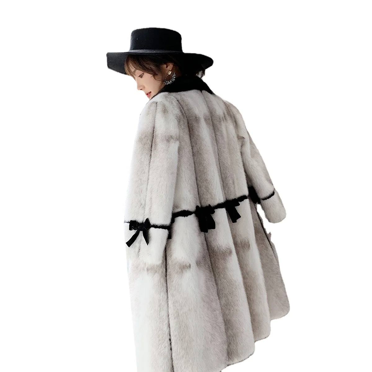 New Velvet Marten Overcoats Mink Fur Cross Mink Whole Mink Womens Mid-Length Young Coat