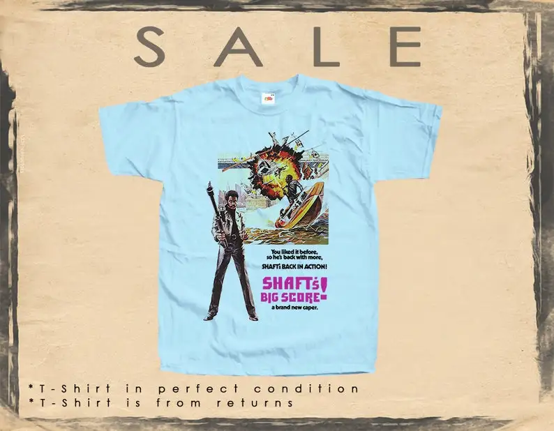 Винтажная футболка распродажа 123 большая партитура Shaft размер XL небесно-голубой