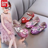 bandai summer 2022 new little girl princess high heeled shoes childrens students buckle sandals