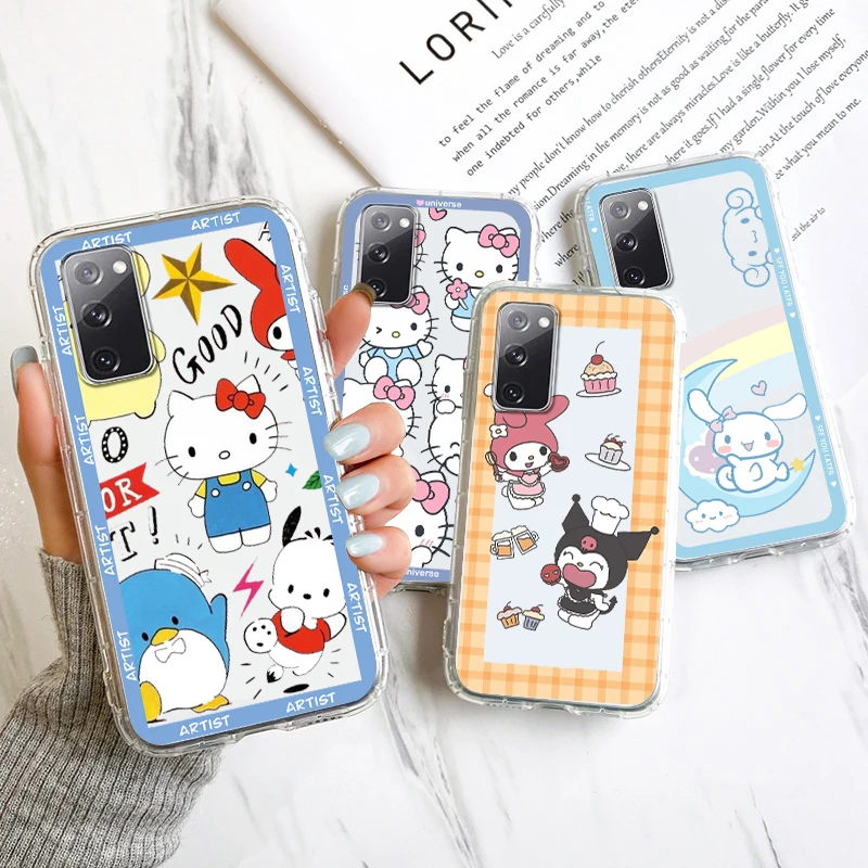 

Anime Hello Kitty Kuromi For Samsung A53 A52 A54 A13 A12 A32 A71 A33 A73 A72 A51 A21S A03 5G Transparent Phone Case Cover