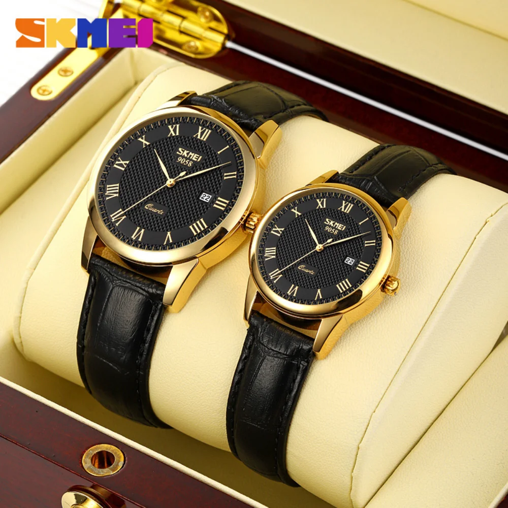 Men's and Women's Classic Business Couple Belt Quartz Watch Fashion Items Waterproof Steel Belt Calendar