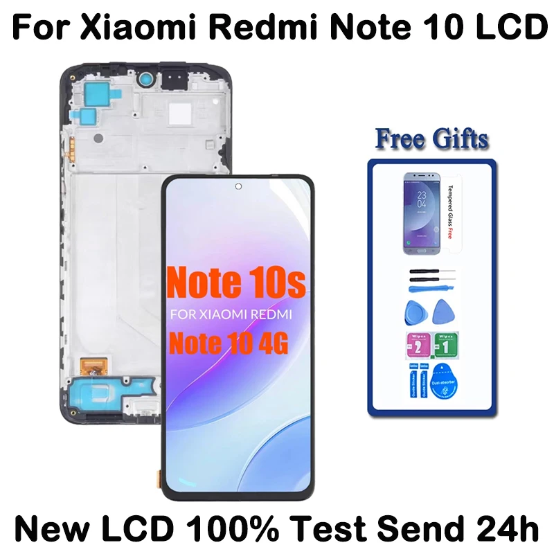Фото 100% протестированный OLED-дисплей для Xiaomi Redmi Note 10 с сенсорным экраном и дигитайзером в сборе для Redmi Note 10S M2101K7AG №1