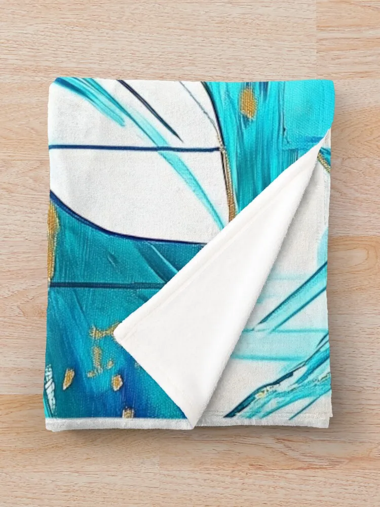 Абстрактная сине-белая цветочная картина с золотыми акцентами - футуристическое