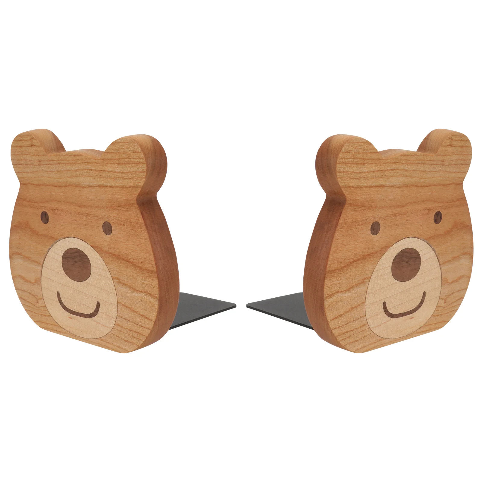 

2pcs Delicate Bookends Practical Wood Decors Bear Modeling Bookends