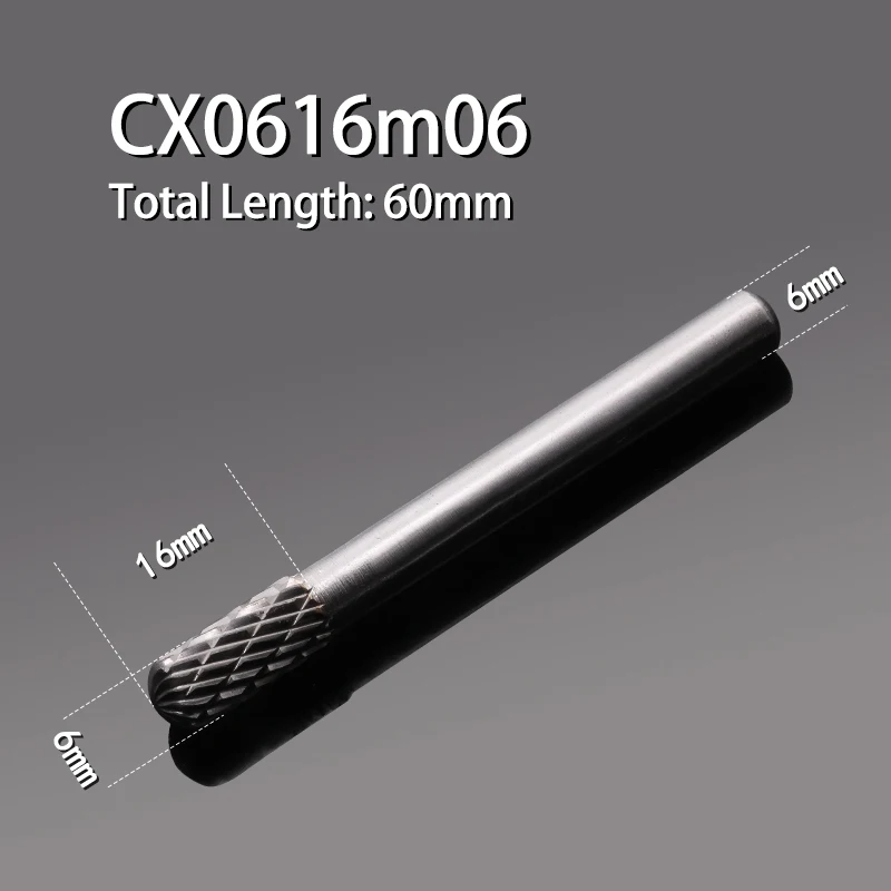 Твердосплавная шлифовальная головка из вольфрамовой стали, 1 шт., C-тип, цилиндрическая шаровая головка с двойным слотом, фреза, деревообрабатывающий металлический роторный напильник