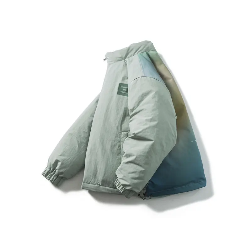 Winter American Men's Down Jacket Back Gradient Pattern Loose White Duck Down Jacket Men's Couple Workwear Padded Jacket